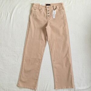 Sanctuary Luna Cuffed Pants Peach Standard Rise Straight Crop Button Fly 29 NEW